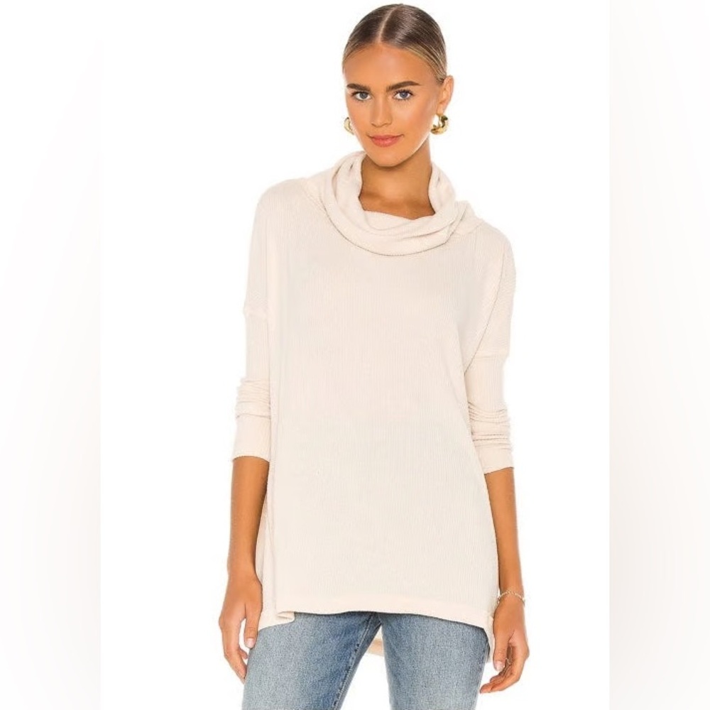 Free People x REVOLVE ⚜️ Cream Juicy Ribbed Pullover Surplice Back Sweater